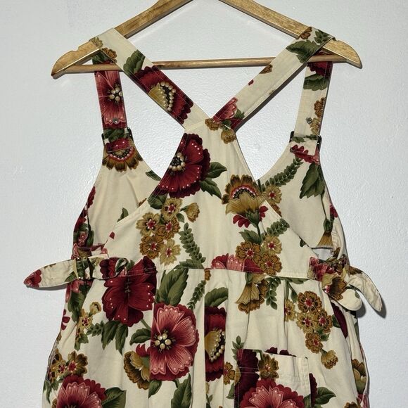 Vintage 90s Floral Bubble Overalls Made in USA 100% Cotton Cottagecore M/L - Picture 4 of 16